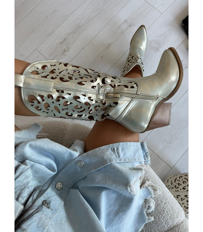 Złote Ażurowe Kozaki