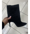 Czarne nakładane botki na obcasie Zibra
