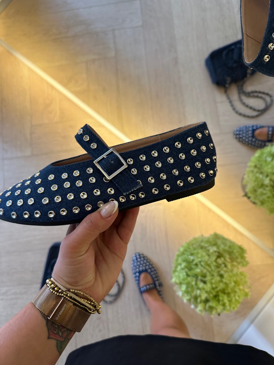 Jeansowe Baleriny Z Kryształkami Must Have