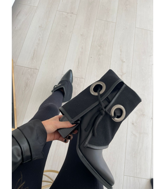 Czarne Botki Werona Na Obcasie