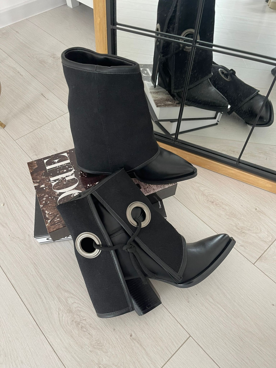 Czarne Botki Werona Na Obcasie