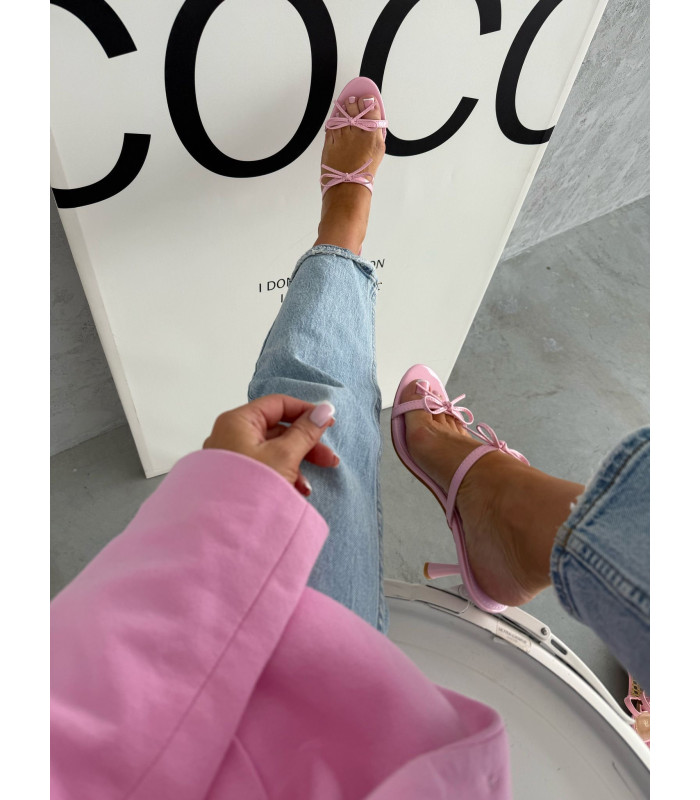 Klapki Na Obcasie Kokardki Róż