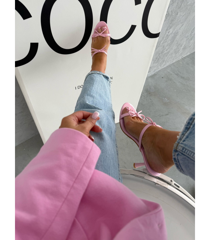 Klapki Na Obcasie Kokardki Róż