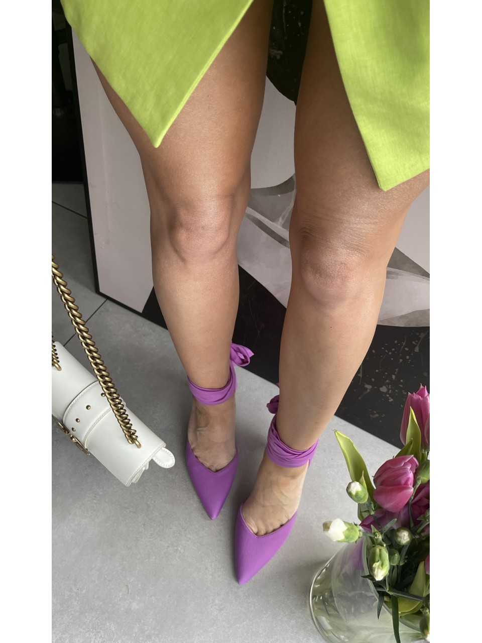 Fioletowe szpilki sznurowane NEFRE