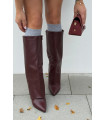 BORDOWE kozaki na szpilce ROYAL
