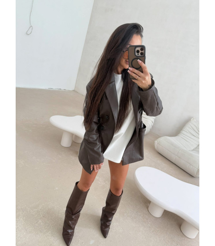 Brązowe Nakładane Kozaki Tina Na Słupku