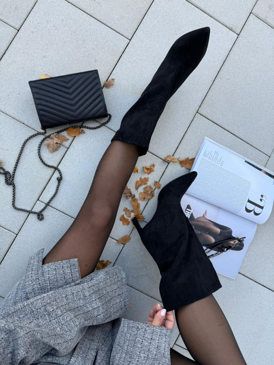 Czarne Botki Gaja Zamsz