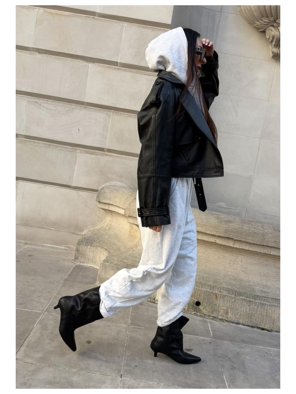 Zamszowe czarne botki na niskim obcasie