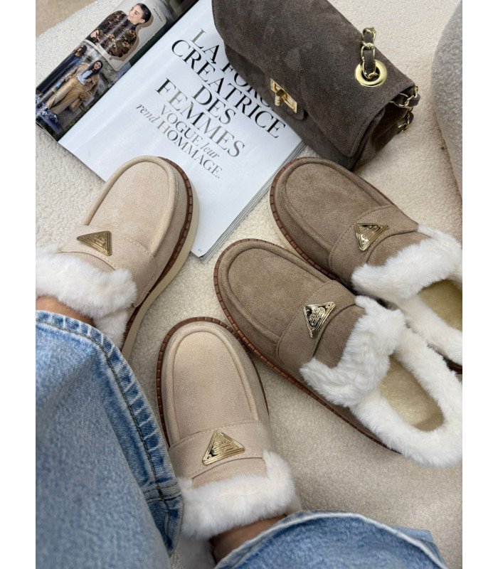 Zimowe Mokasyny z Futerkiem Cozy Beżowe