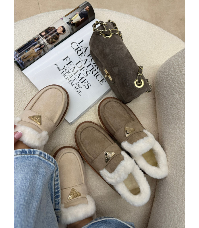 Zimowe Mokasyny z Futerkiem Cozy Beżowe