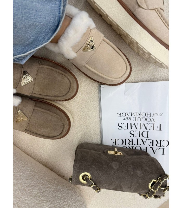 Zimowe Mokasyny z Futerkiem Cozy Beżowe