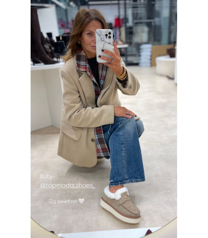 Zimowe Mokasyny z Futerkiem Cozy Khaki