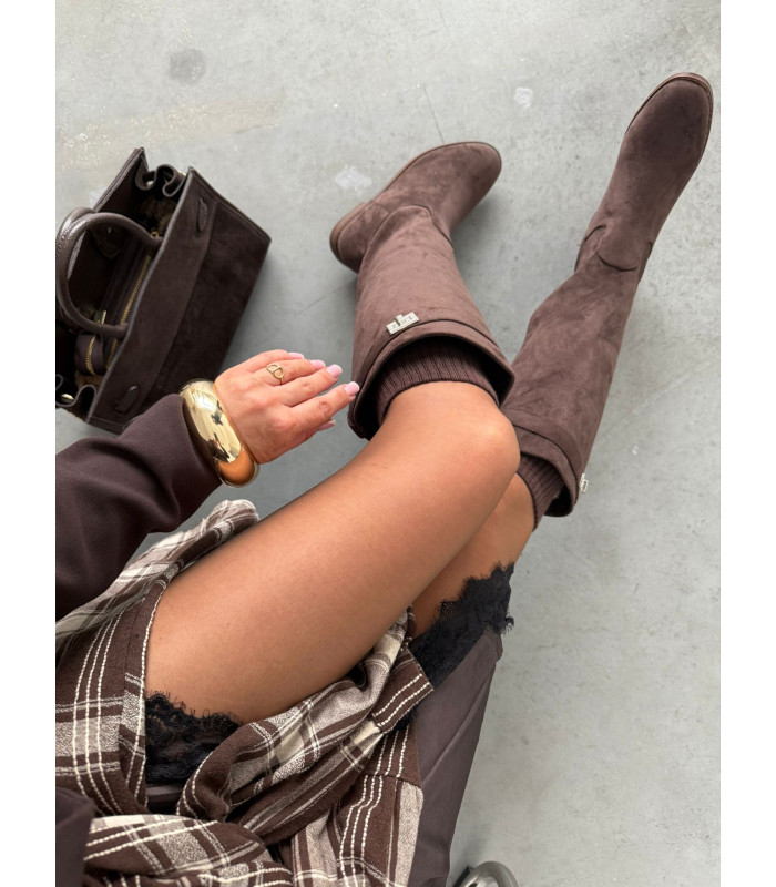 Kozaki Hermi Brąz Zamsz