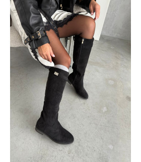 Kozaki Hermi Czarne Zamsz