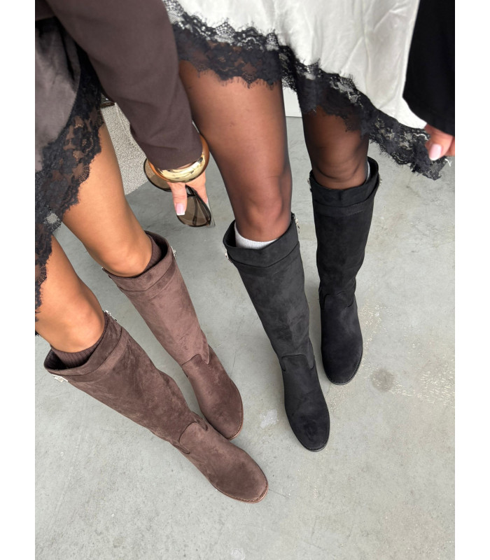 Kozaki Hermi Czarne Zamsz