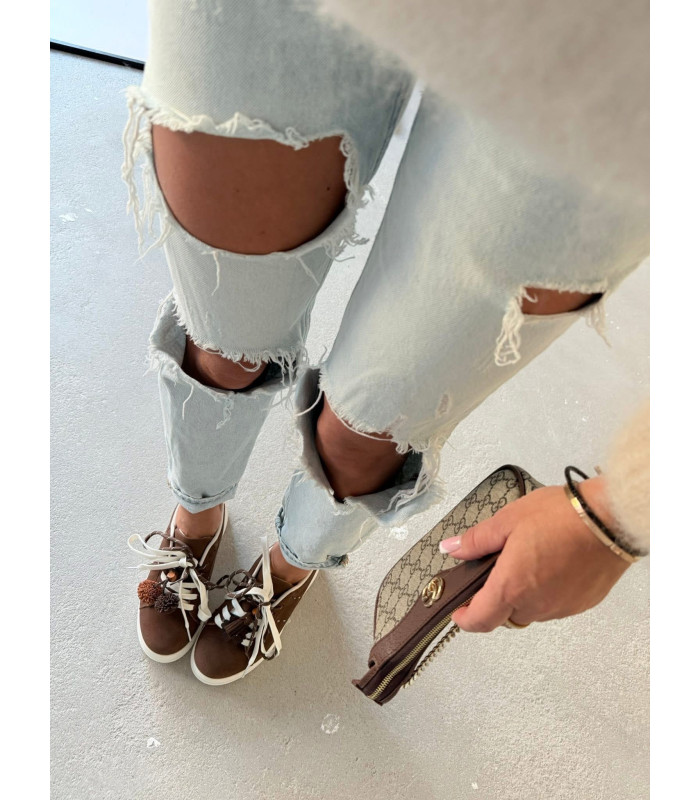 Trampki Candy Poms Brązowe