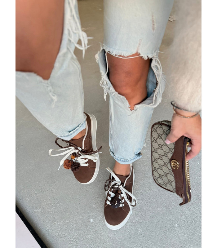 Trampki Candy Poms Brązowe