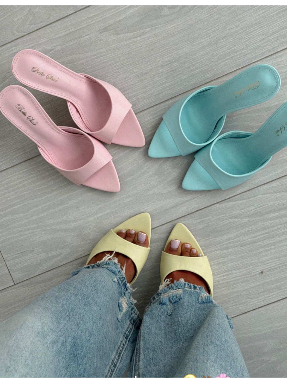 Klapki Camila Na Obcasie Niebieskie