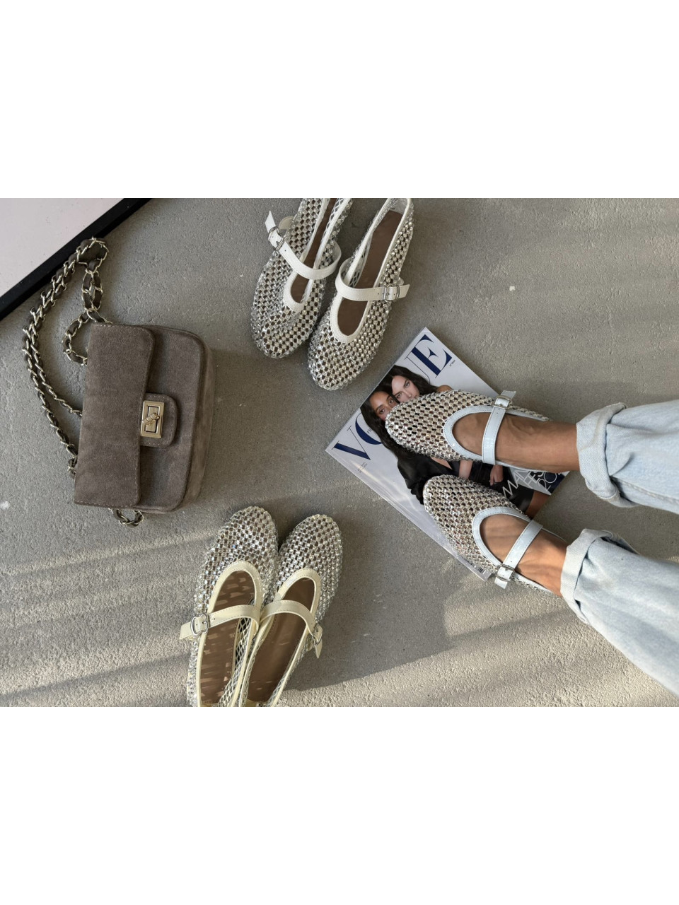 Baleriny Luna Cristal Niebieskie