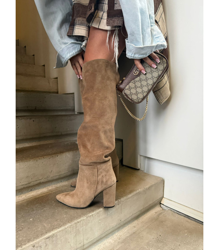 Kozaki Desert Długie Na Słupku Skóra