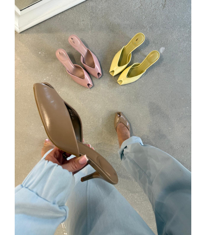 Klapki Peep Toe Chic Pudrowy Róż