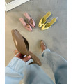 Klapki Peep Toe Chic Pudrowy Róż