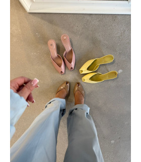 Klapki Peep Toe Chic Pudrowy Róż