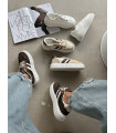 Sneakersy Na Platformie Z Koronką Beżowe