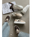 Sneakersy Na Platformie Z Koronką Brązowe