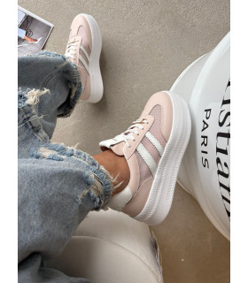 Pudrowe Adidasy Skóra