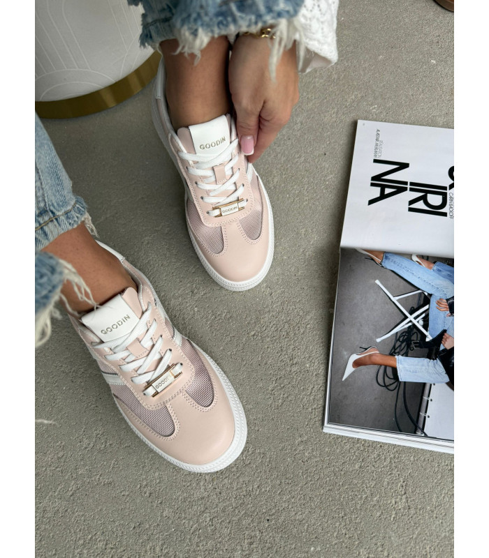 Pudrowe Adidasy Skóra