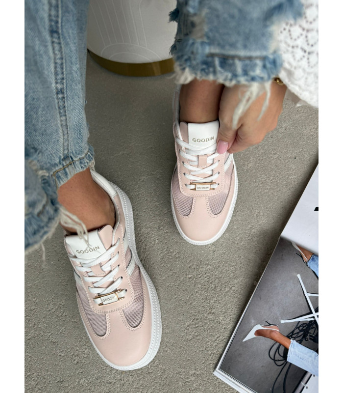 Pudrowe Adidasy Skóra