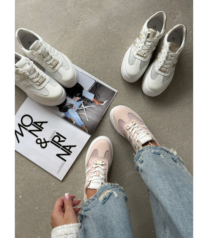 Pudrowe Adidasy Skóra