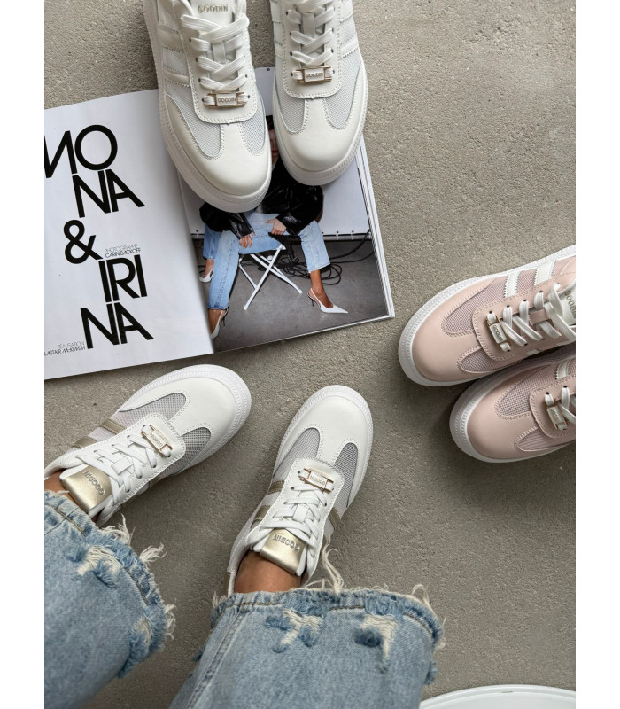 Adidasy Biało Złote Skóra