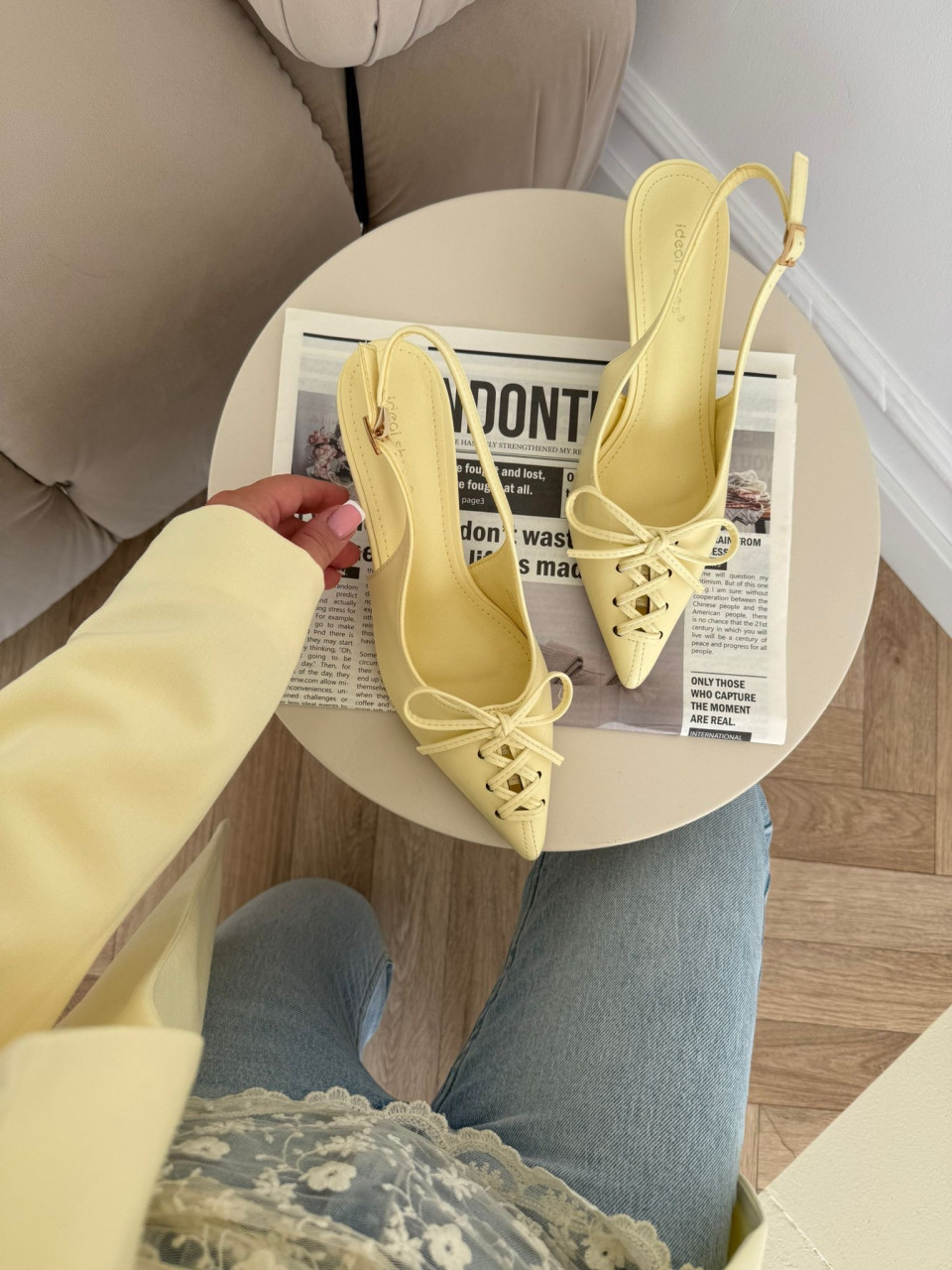 Szpilki Sznurowane Żółte