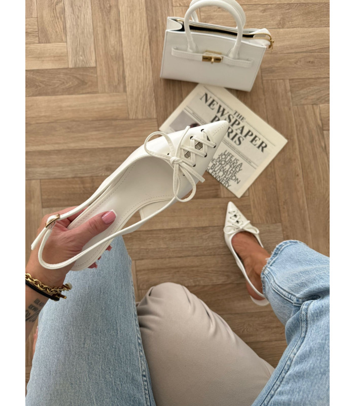Szpilki Sznurowane Białe