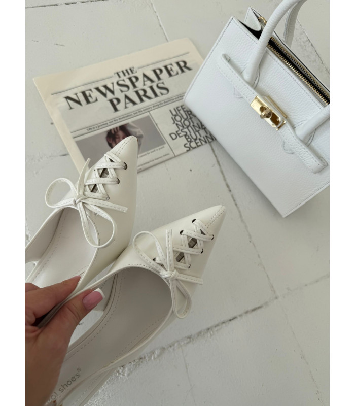 Szpilki Sznurowane Białe