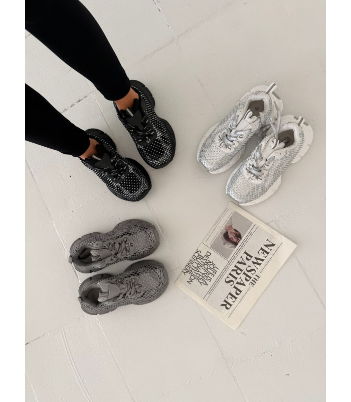 Szare Sneakersy Cekinowe