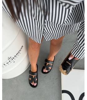 KLAPKI CZARNE eko skora HERMI