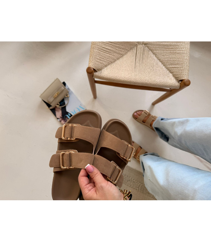 Klapki Ria Ciemny Beż