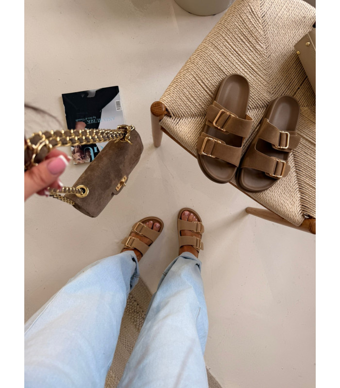 Klapki Ria Ciemny Beż