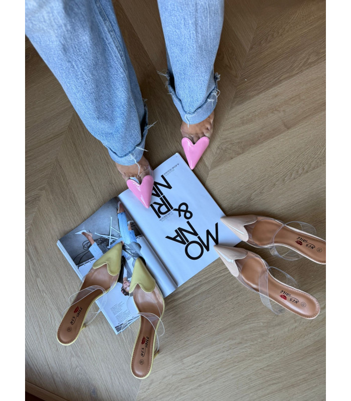 Serduszka Klapki Szpilki Różowe