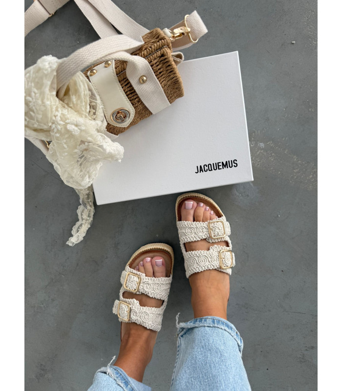 Plecione Białe Klapki Na Platformie SS26