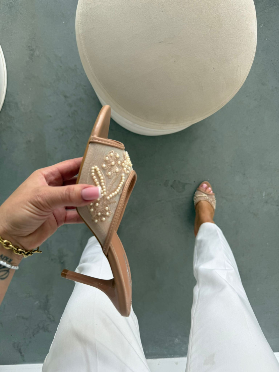 Klapki Royal Pearls Nude