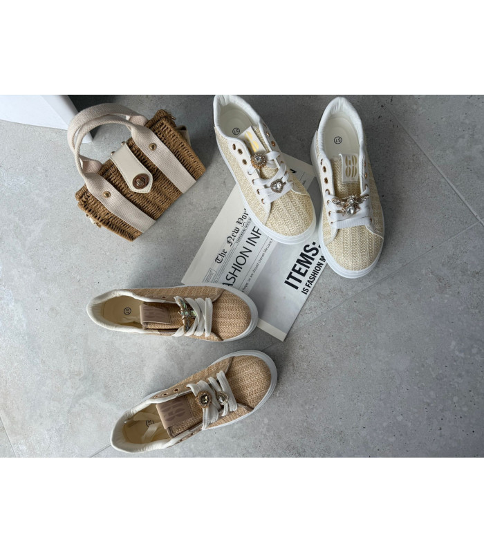 Słomkowe Trampki Na Platformie