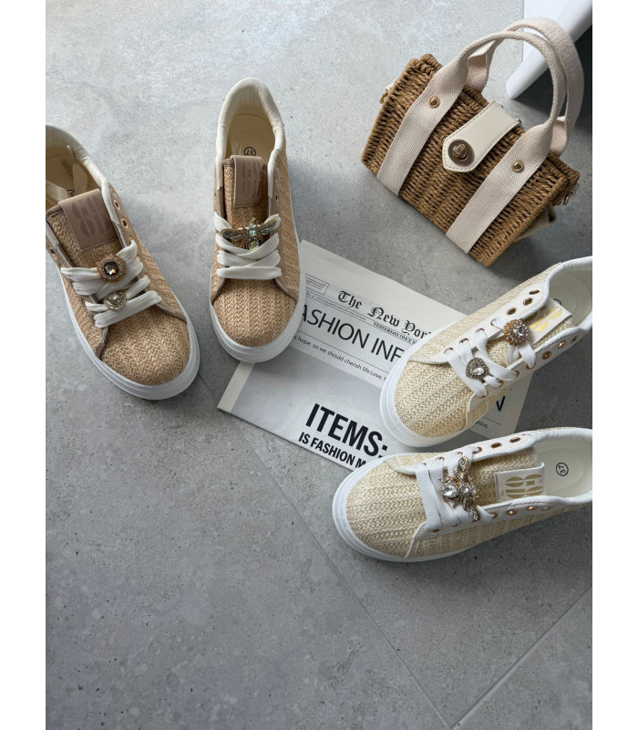 Słomkowe Trampki Na Platformie