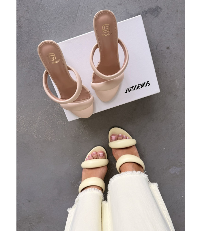 Dmuchane Klapki Na Obcasie Beżowe