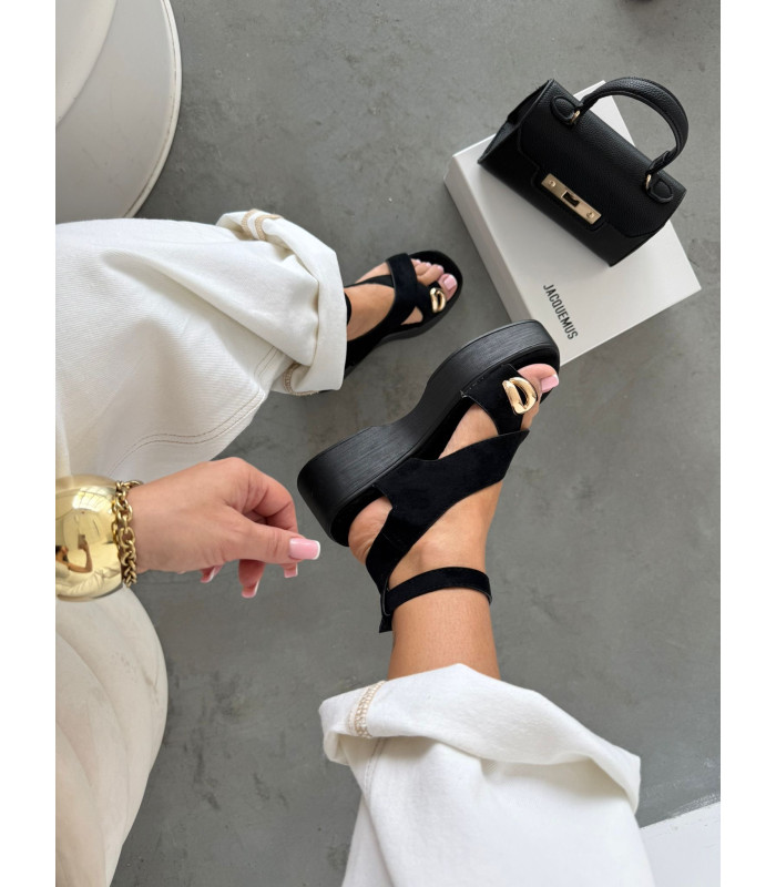 Sandałki Pure Step Czarne Zamsz