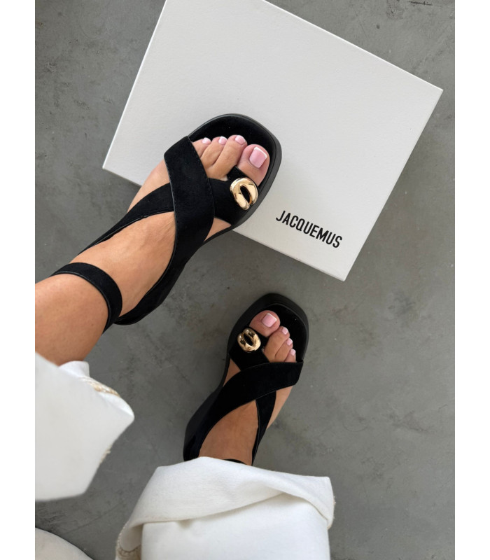 Sandałki Pure Step Czarne Zamsz