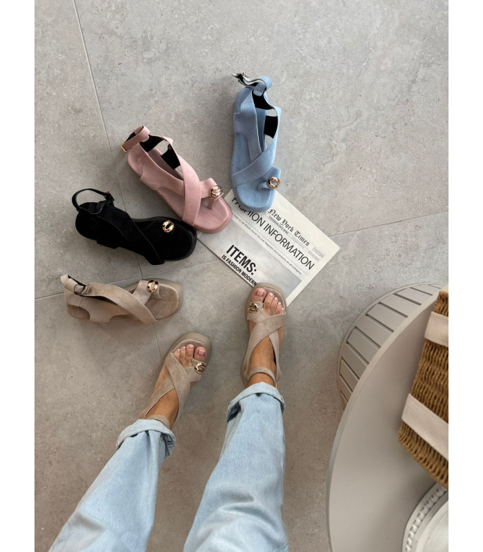 Sandałki Pure Step Beżowe Zamsz